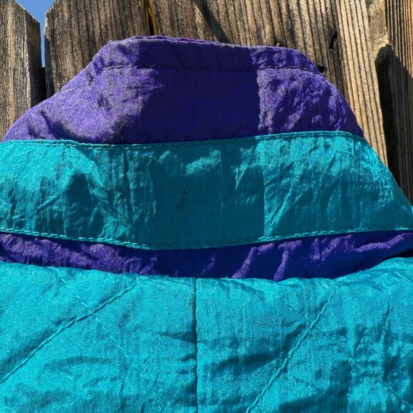 Vintage Windbreaker 90s Lavon Bold Print Nylon Athletic Sport Jacket M-XL - Picture 12 of 16